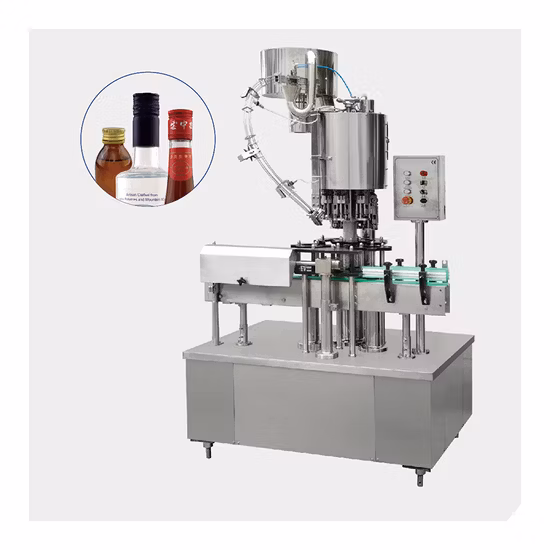 Máquina automática de rolha de vinho, uísque, gin, máquina tampadora de garrafa de vidro, máquina de prensa de tampa de cortiça